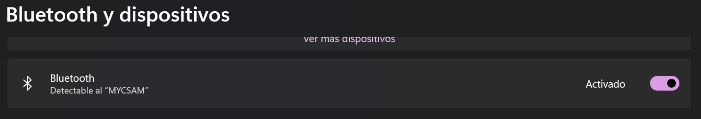 Interruptor de Bluetooth en posición desactivado