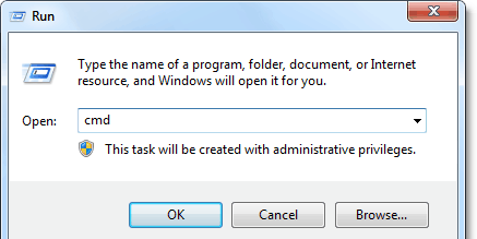 Captura de pantalla escribiendo cmd