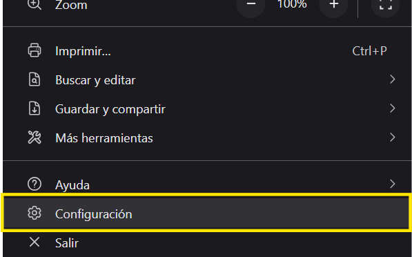 Opción Configuración