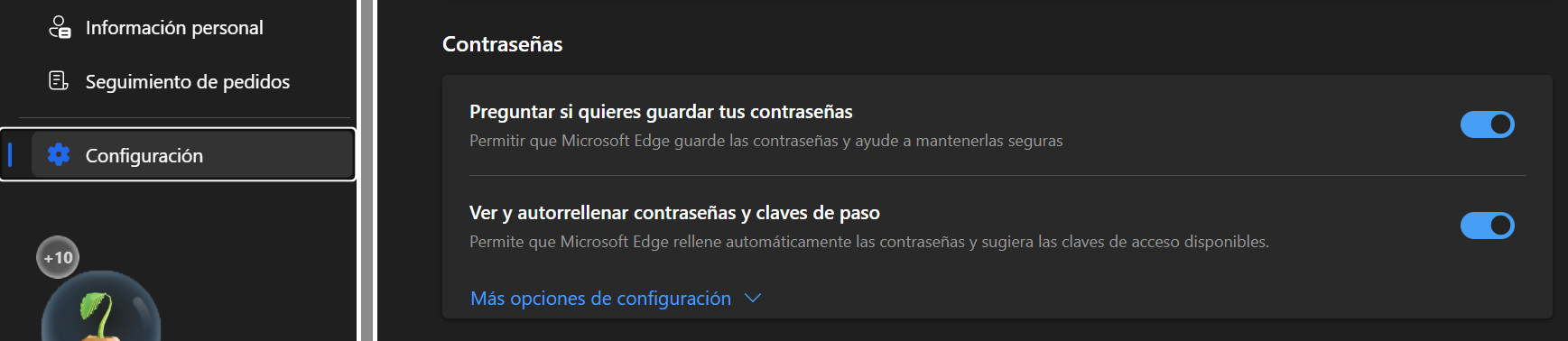 Opción de guardado de Edge