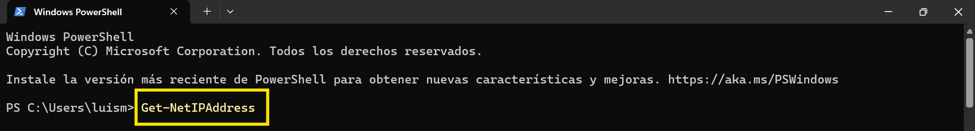 Ventana de PowerShell