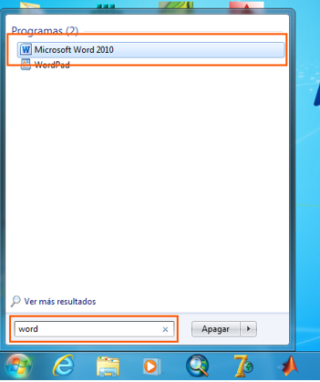Buscar Word 2013 en el menú de inicio