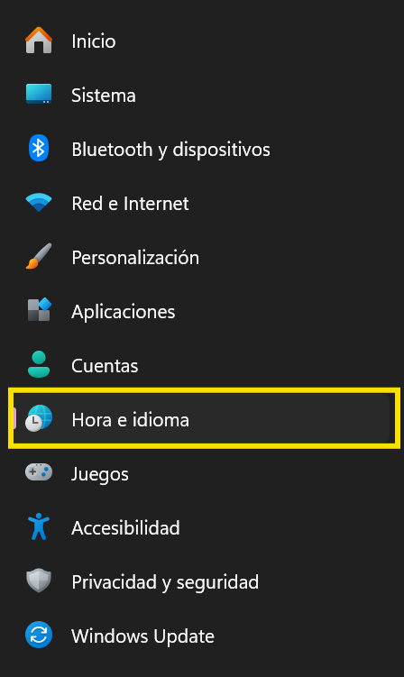 Captura de pantalla de la ventana de configuración
