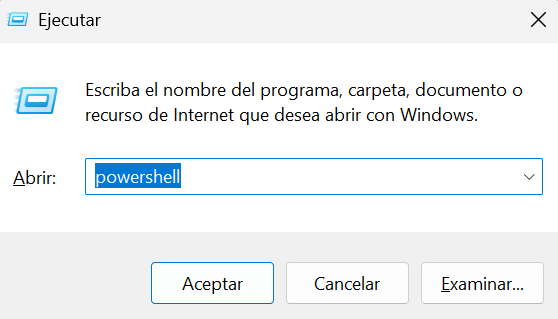 Captura de pantalla escribiendo powershell