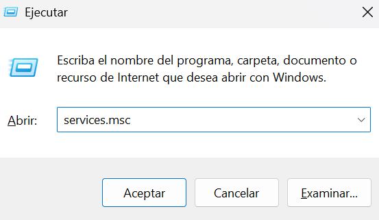 Ventana de Servicios de Windows