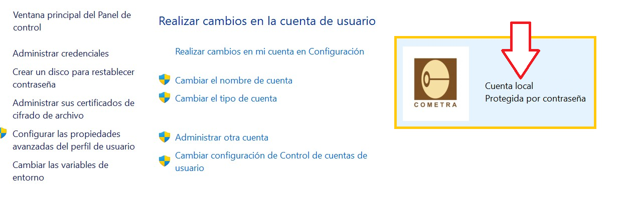 Ejemplo de la ventana de cuentas