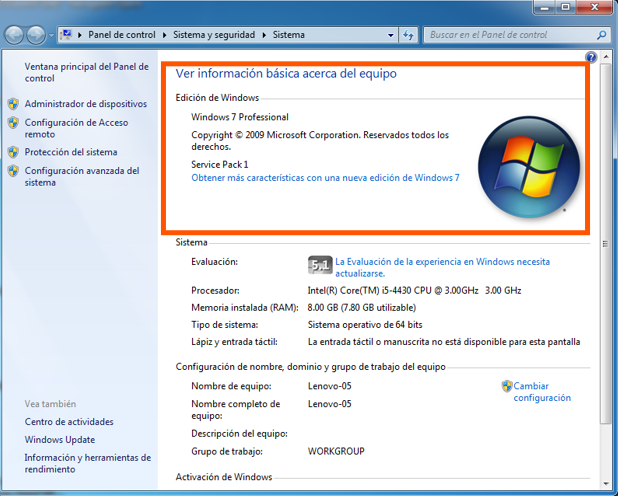 Ventana de activación en Windows 7