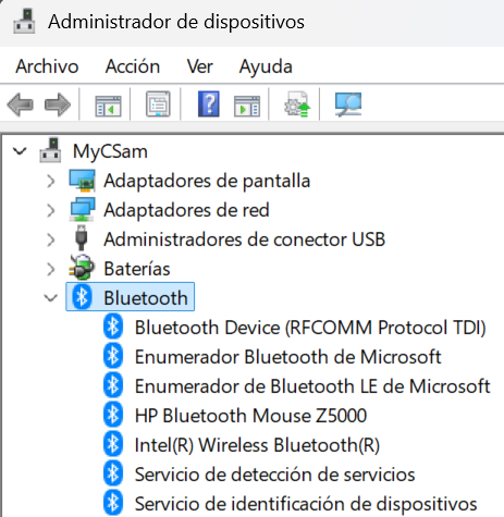 Lista de dispositivos Bluetooth